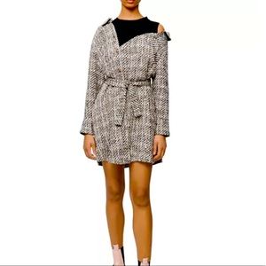 Maje Riatola Tweed Belted Shirt Dress - Small